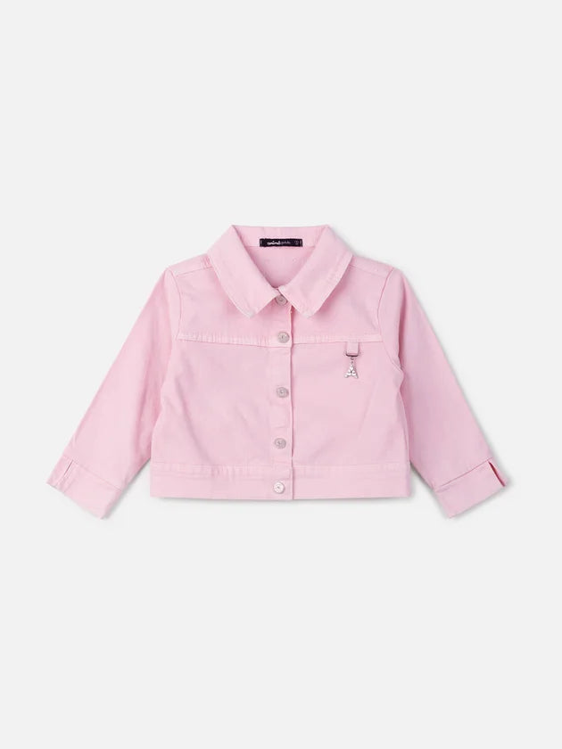 Jaqueta Jeans Rosa com Pingente