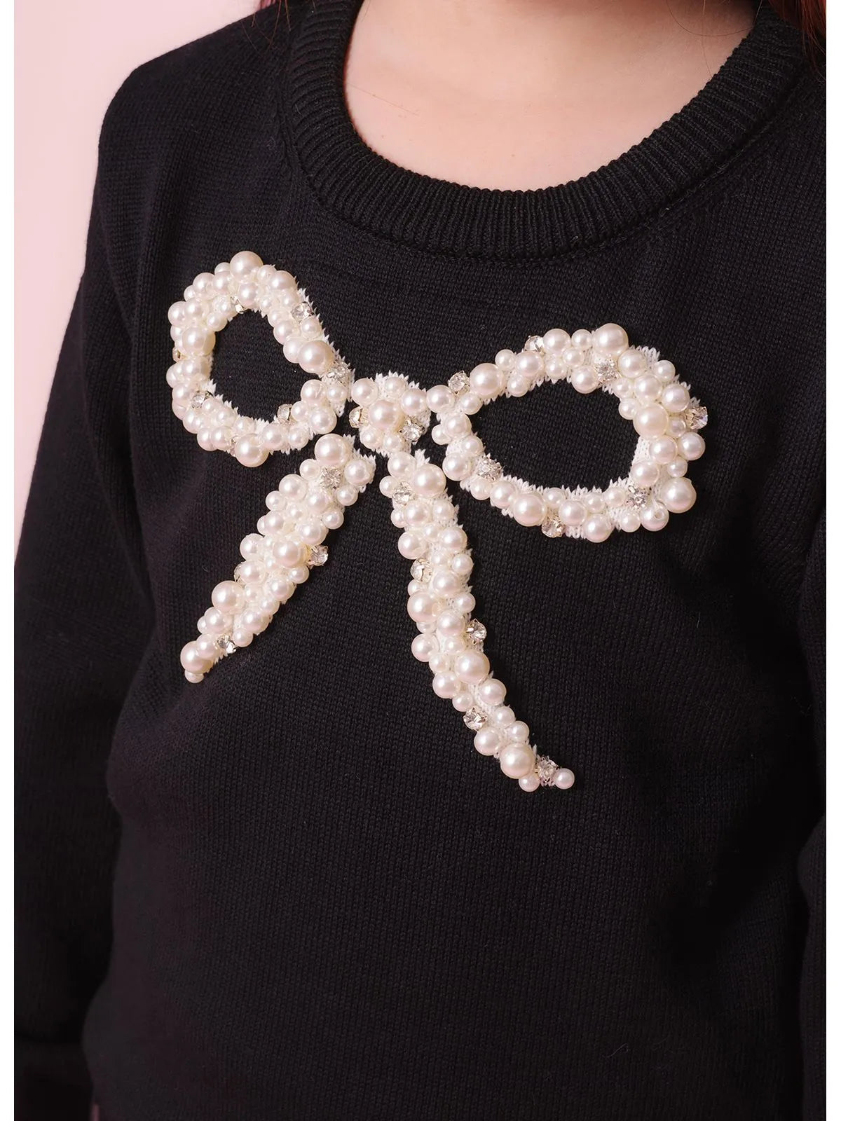 Blusa Tricot Maxi Laço Bordado Preto - BambolePetit