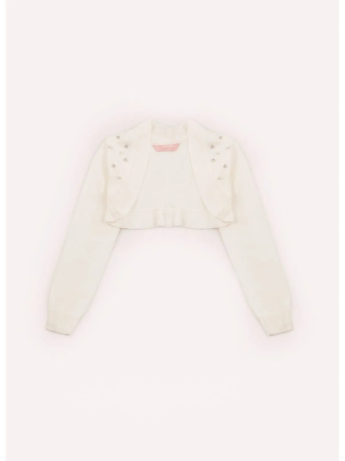 Bolero Tricot Bordado Pérolas e Cristais Off White Pituchinhus