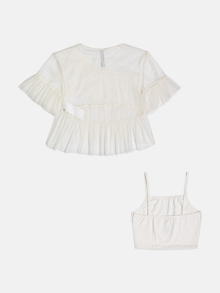 Blusa Tule Babados Off White I Am