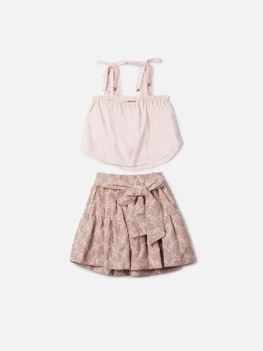 Conjunto Blusa e Saia Laços Gelo Anime