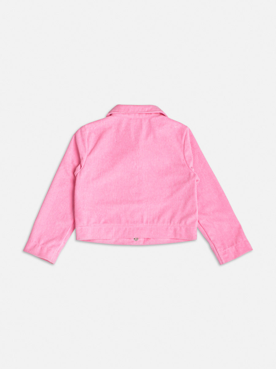 Jaqueta De Veludo Cotele Rosa Babaloo - BambolePetit
