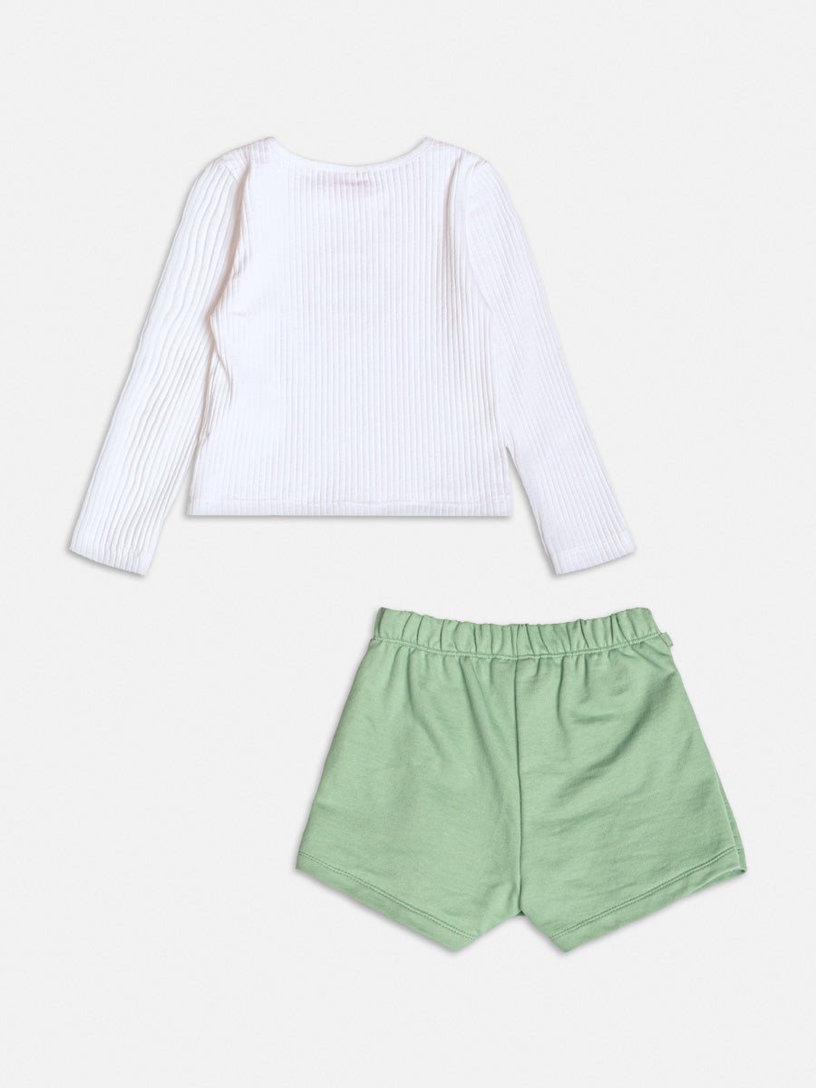 Conjunto Manga Longa Blusa Shorts Off White - BambolePetit