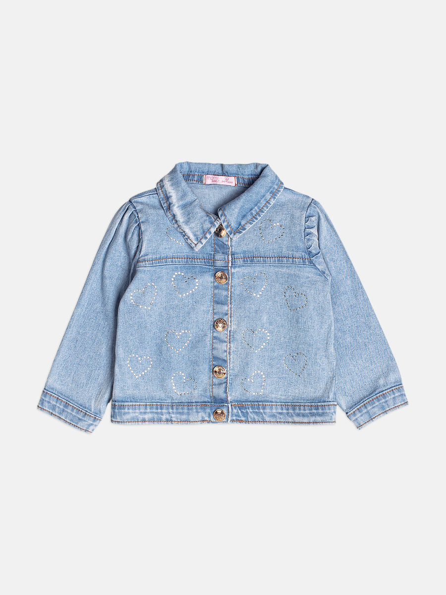 Jaqueta Jeans Com Strass Jeans Momi
