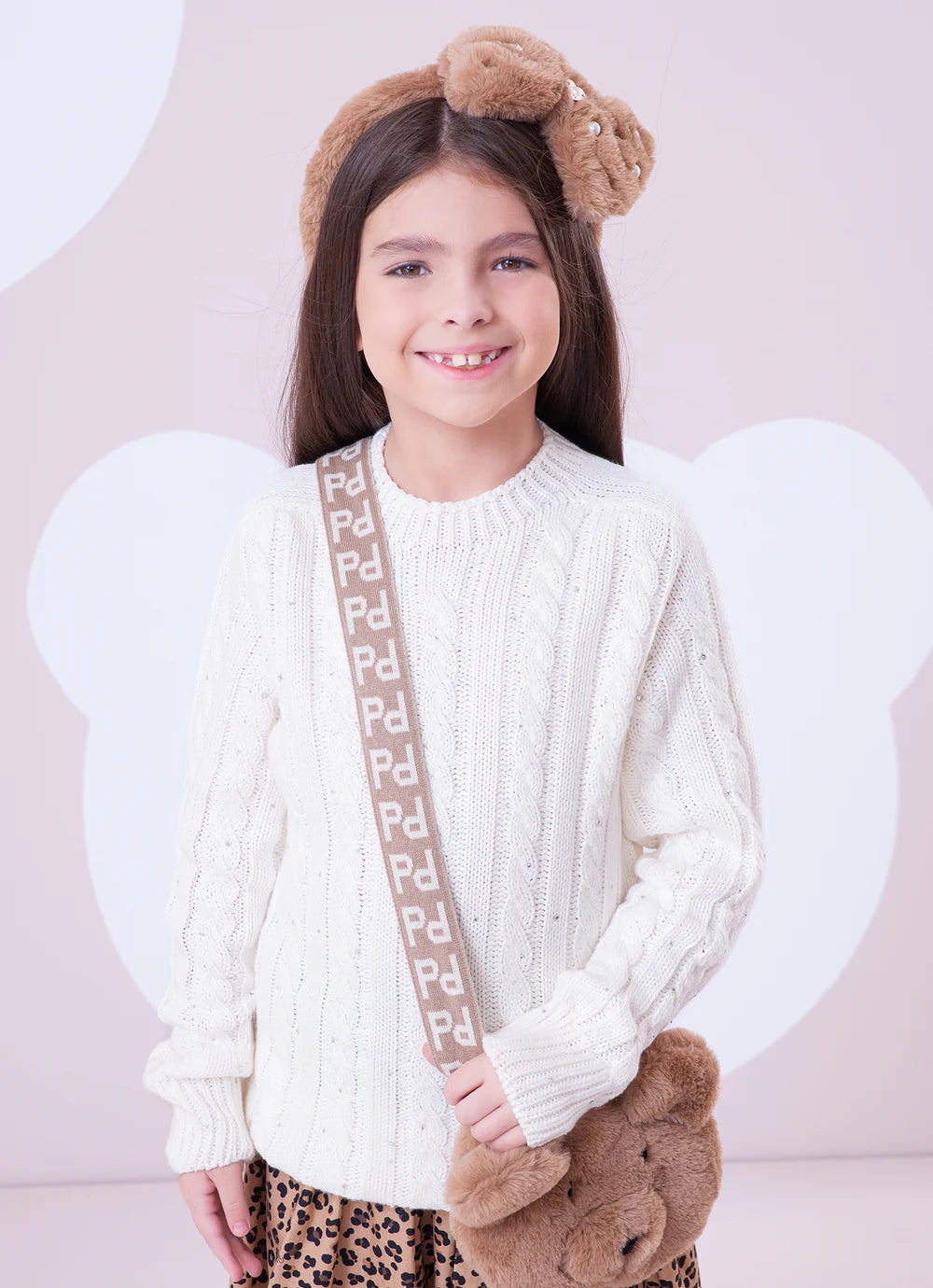 Blusa Tricot Sem Costura Tranças Cristal Off White Pituchinhus