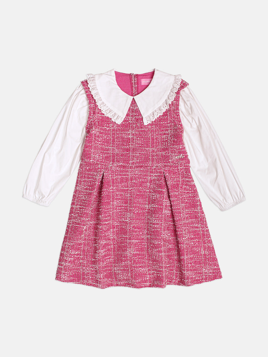 Vestido Tweed Com Gola Xd Bordo/Branco Momi