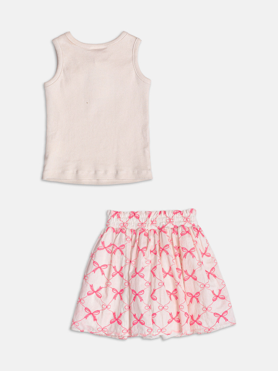 Conjunto Regata e Saia Laços Bege Momi