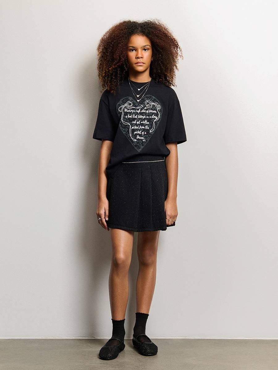 Saia Jeans Black Glitter Preto I Am