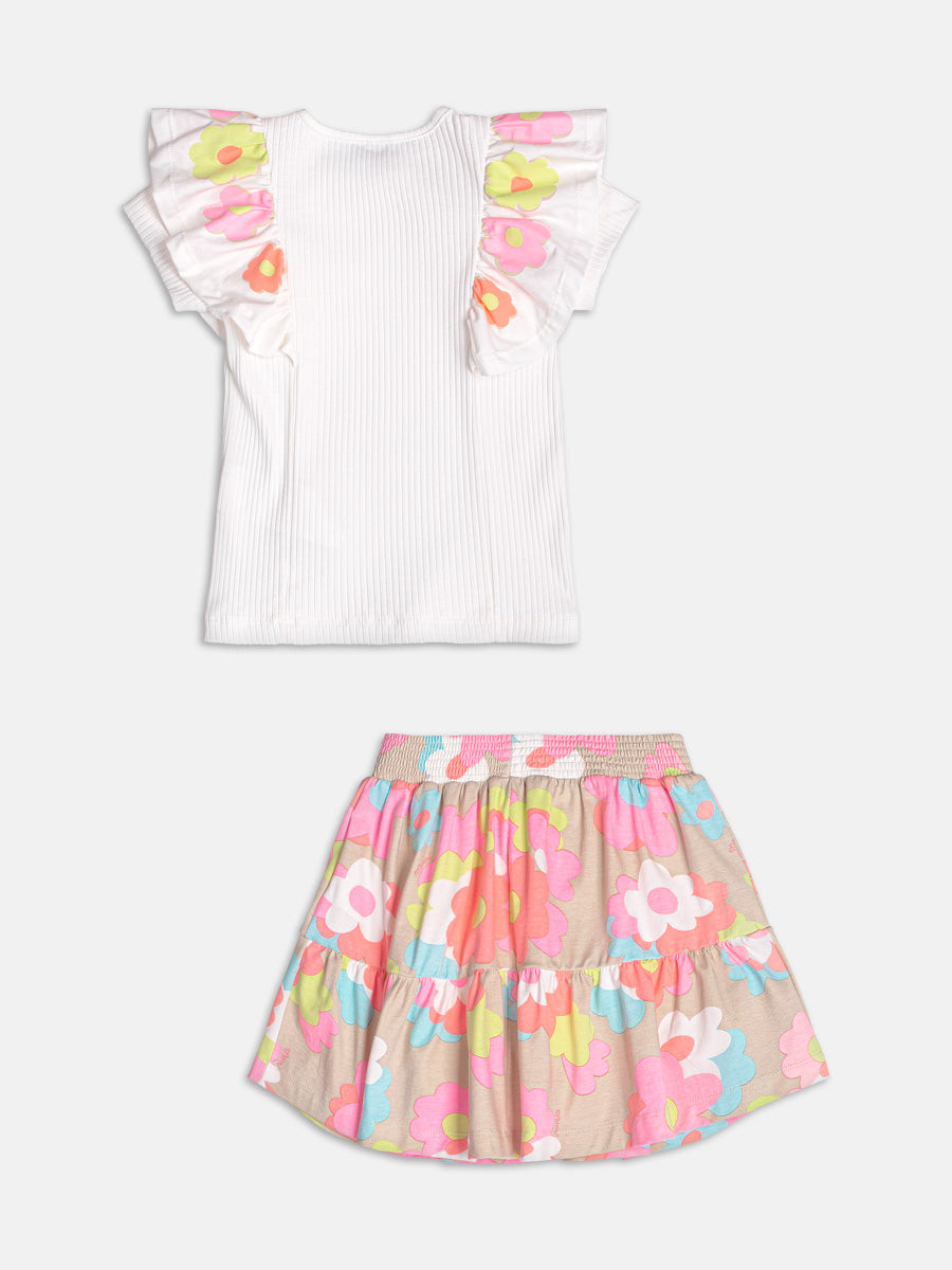 Conjunto Blusa e Saia Flores Momi