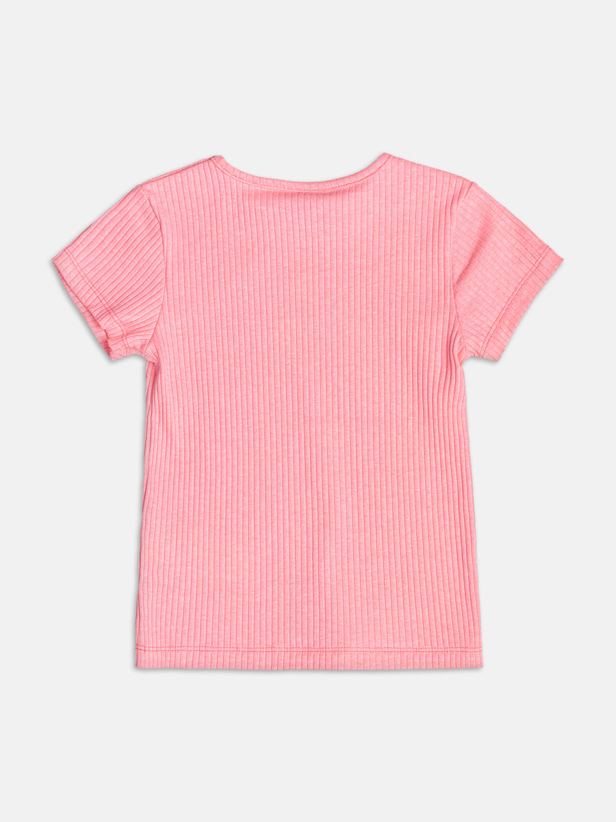 Blusa Básica Canelada Rosa Neon Momi