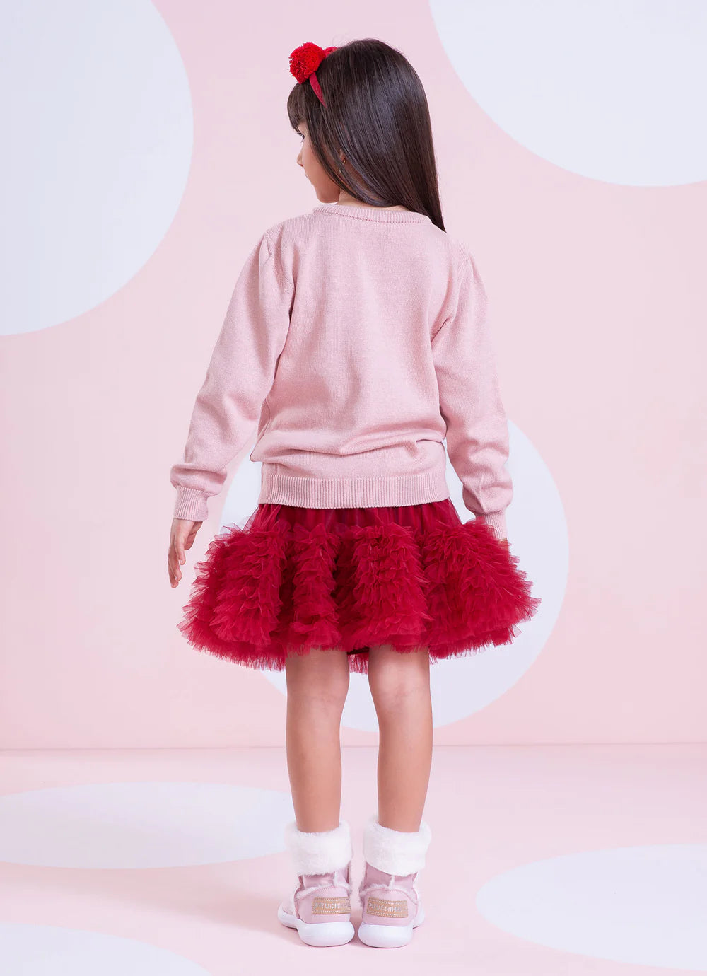 Blusa Tricot Cachorrinho Pompom Cristal Rosa Dolce Pituchinhus