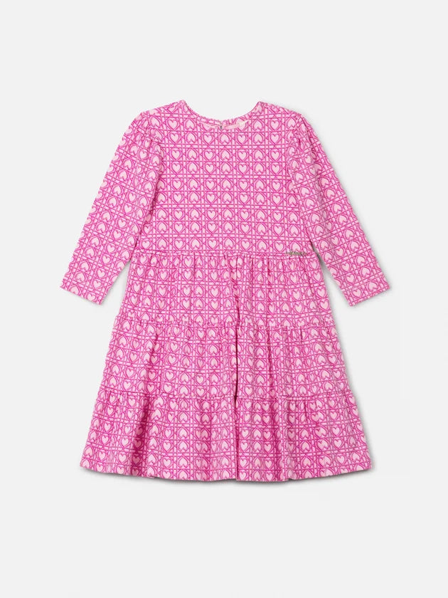 Vestido Rosa com Estampa de Corações