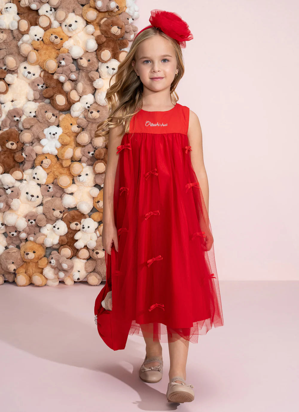Vestido Tule Mini Lacinhos Natal Pituchinhus