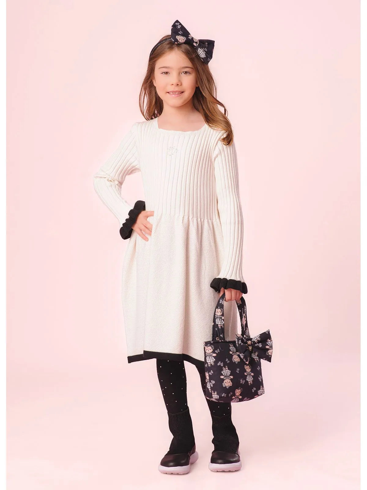 Meia Calça Tricot Cristais Preto - BambolePetit