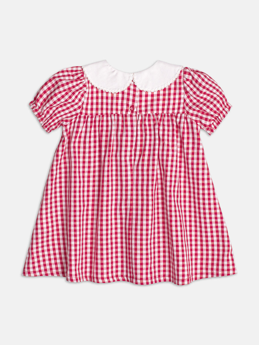 Vestido Gola Patch Cereja Branco/Vermelho Momi