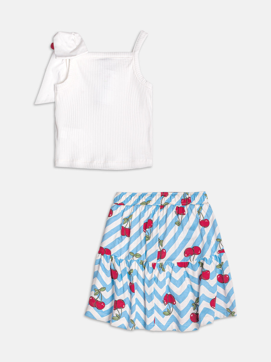 Conjunto Regata e Saia Cereja Off White Momi