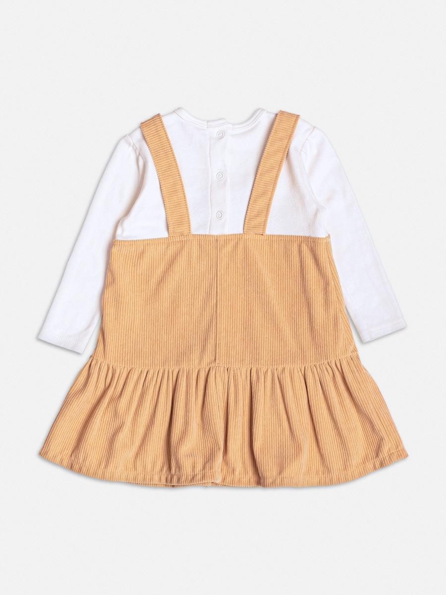 Vestido Manga Longa Salopete Cotele Perola - BambolePetit