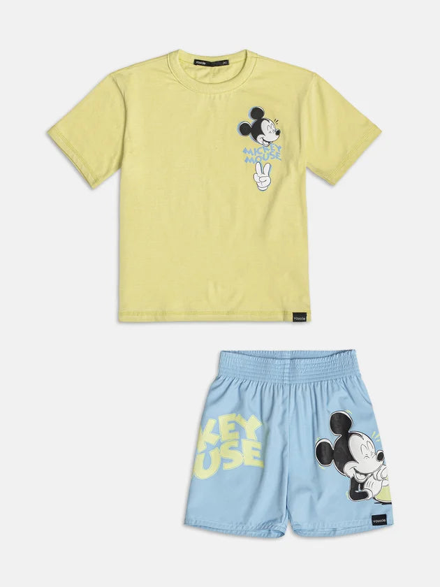 Conjunto T-Shirt e Bermuda Verde Mickey Youccie