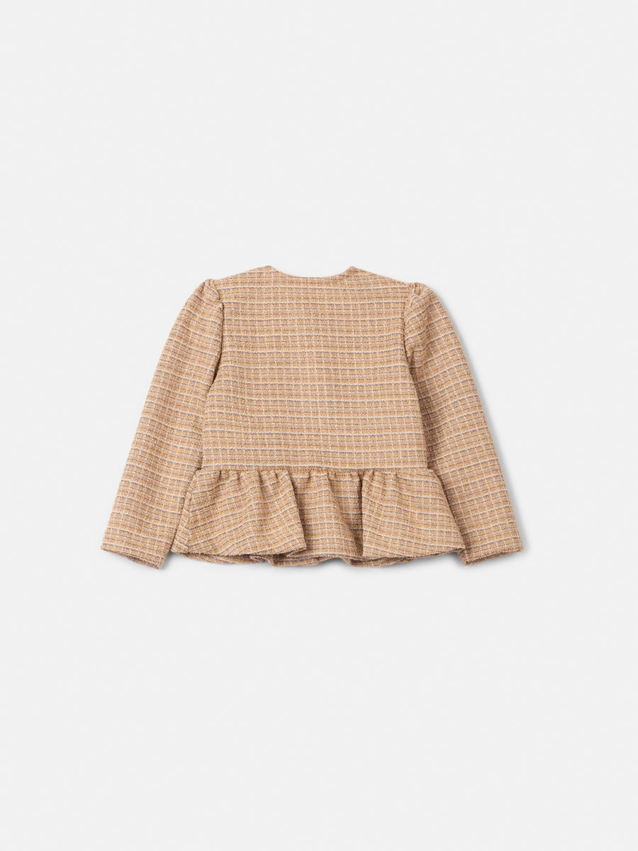 Casaco Tweed Bege Xadrez Marrom/Bege Animê