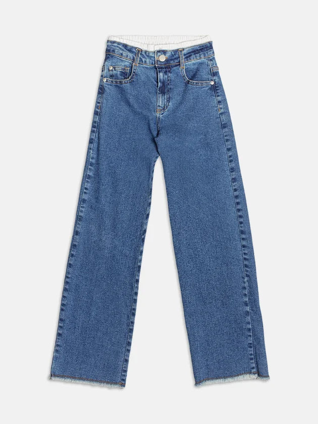 Calça Wide Denim Cós Boxer Jeans I Am