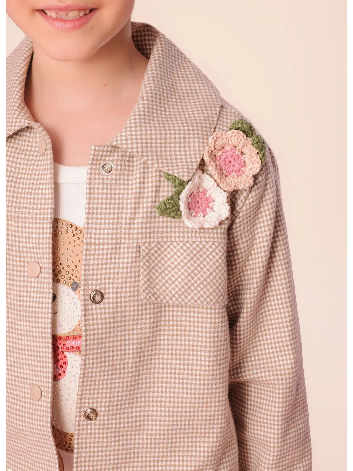 Camisa Flanela Xadrez Flores Pituchinhus - BambolePetit