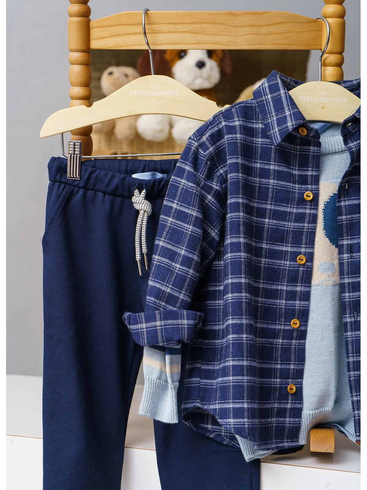 Camisa Xadrez Flanelada Blue For Boys Pituchinhus - BambolePetit