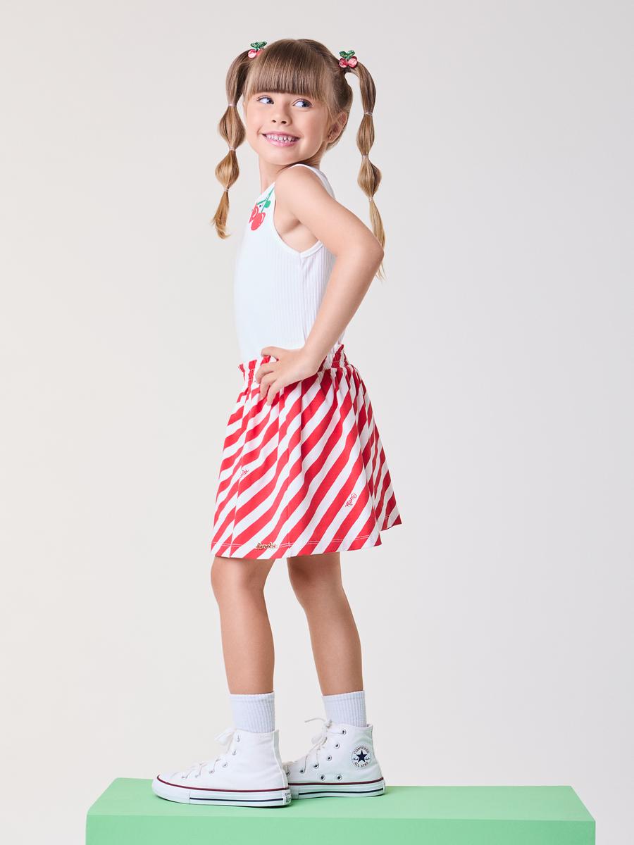 Conjunto Regata e Saia Listrada Cereja Bimbi