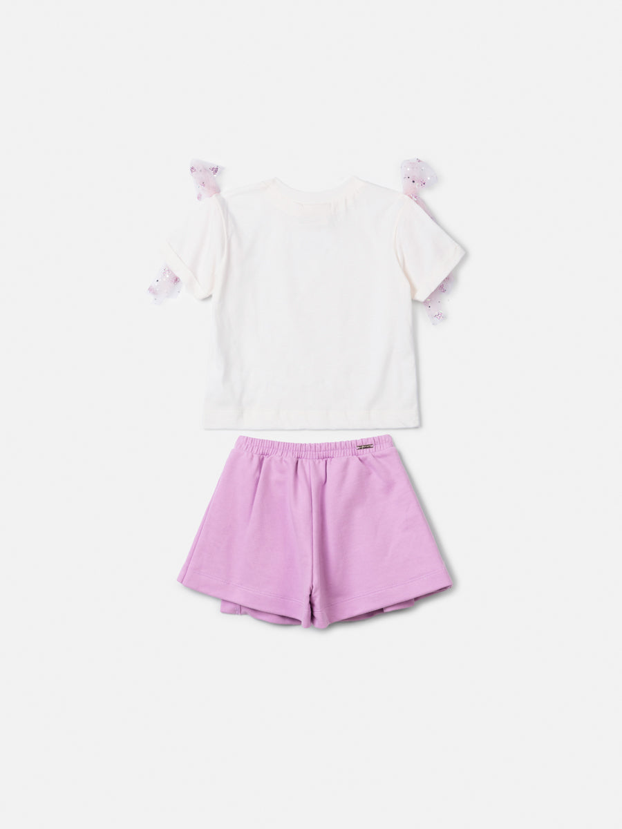 Conjunto Blusa e Shorts Lilás Anime