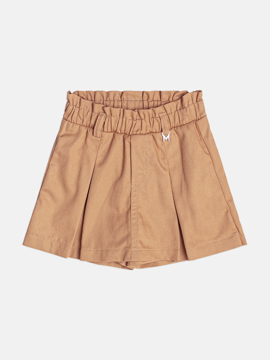 Shorts Saia Em Sarja Bege Escuro Momi