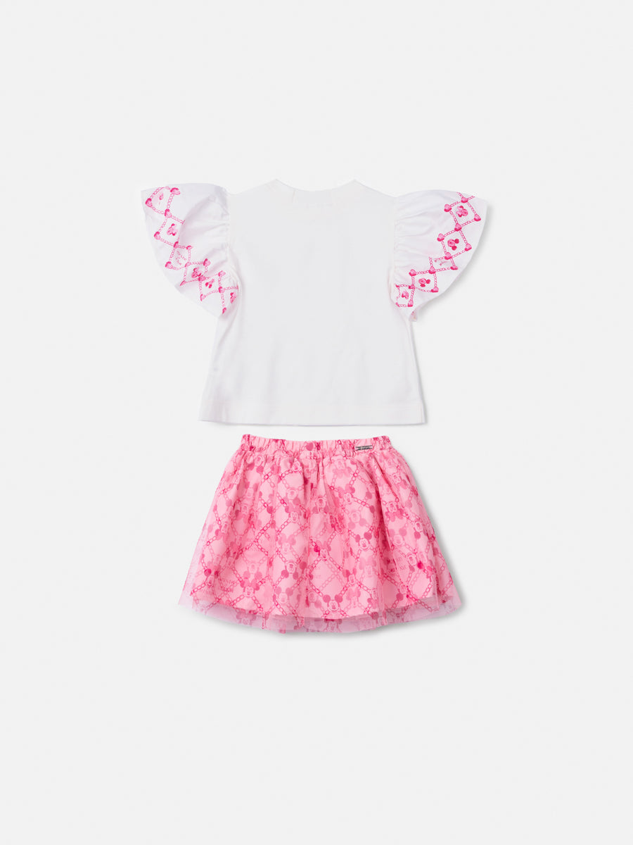 Conjunto Blusa e Saia Tule Rosa Anime