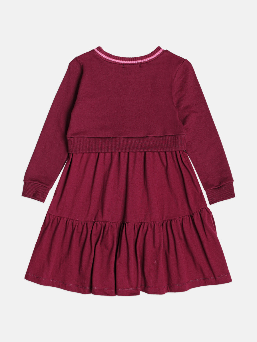Vestido Manga Longa Com Tricot Cranberry Juice Momi