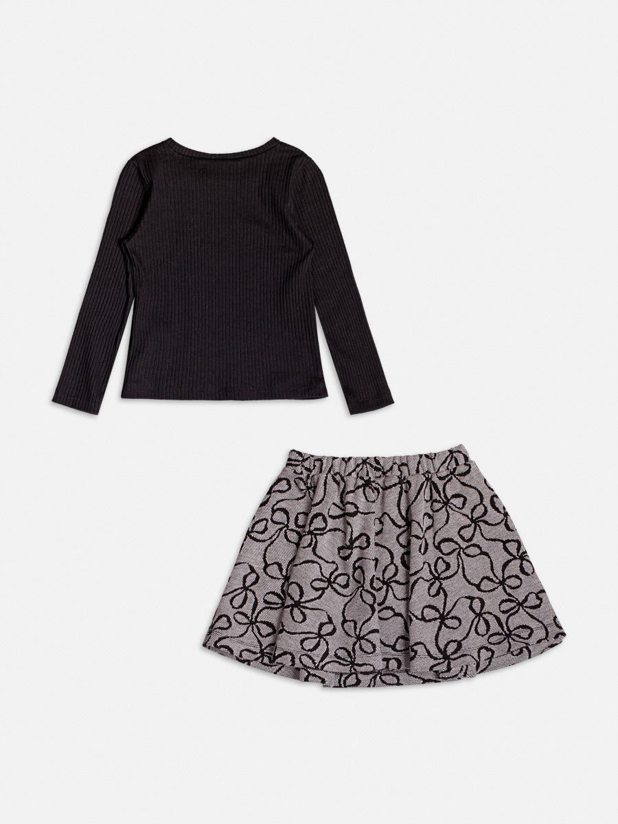 Conjunto Manga Longa Blusa Saia Preto - BambolePetit