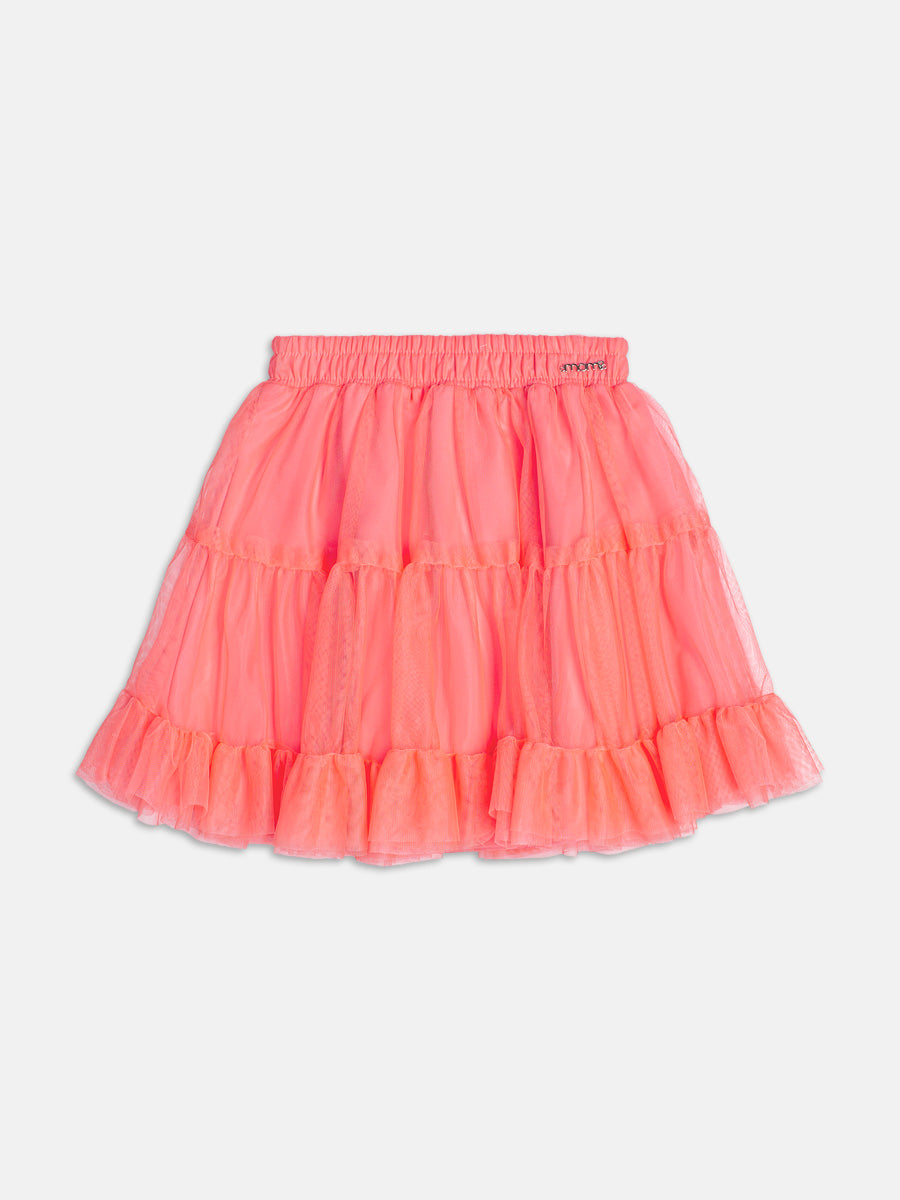 Saia Tule Babadinho Rosa Neon Momi