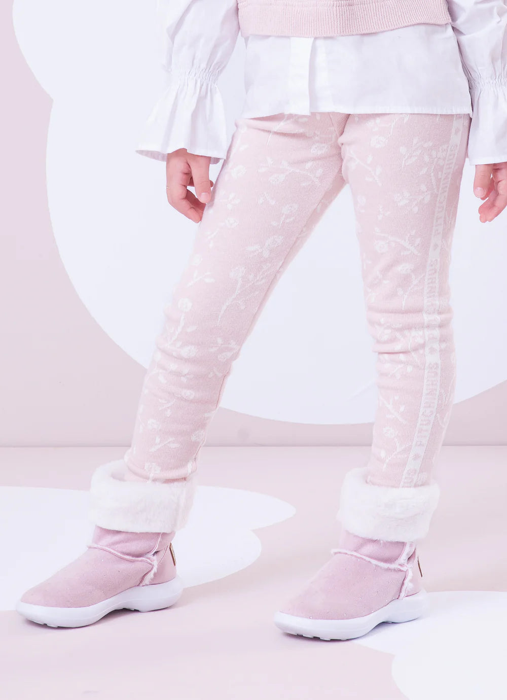 Legging Tricot Floral Rosa Mel Pituchinhus