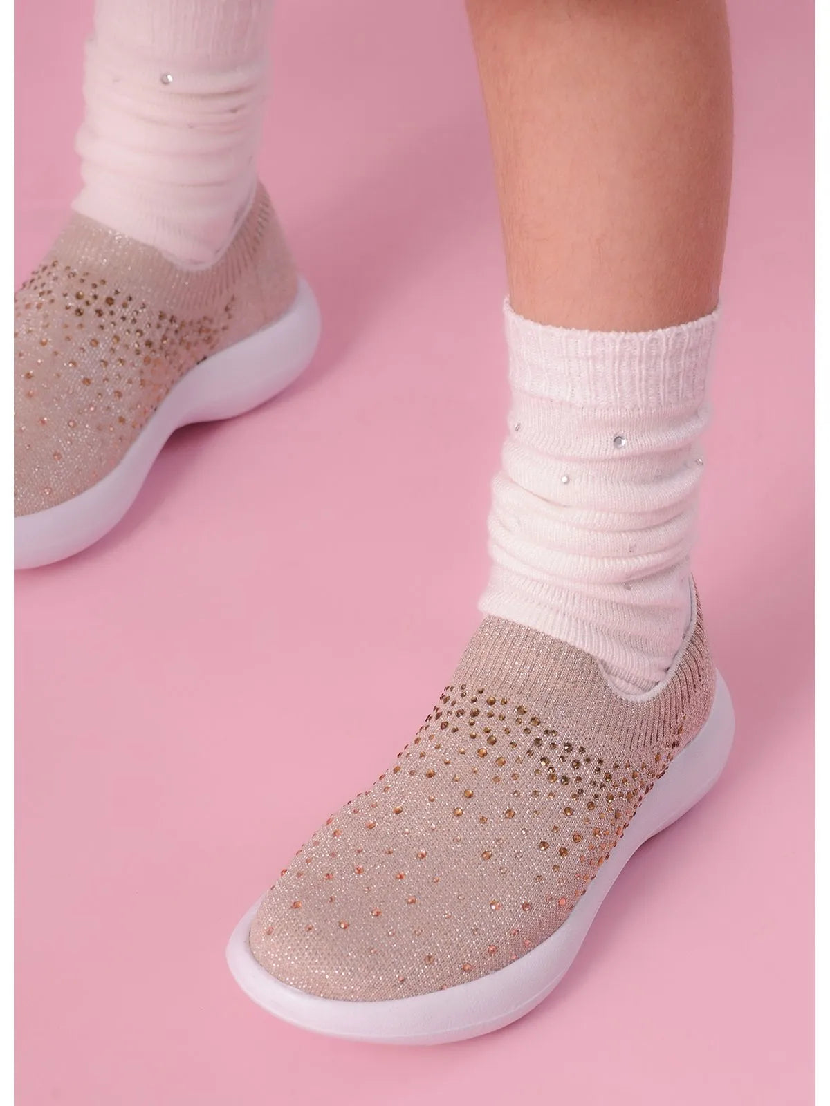 Tenis Knit Cristais Degradê Ocre - BambolePetit
