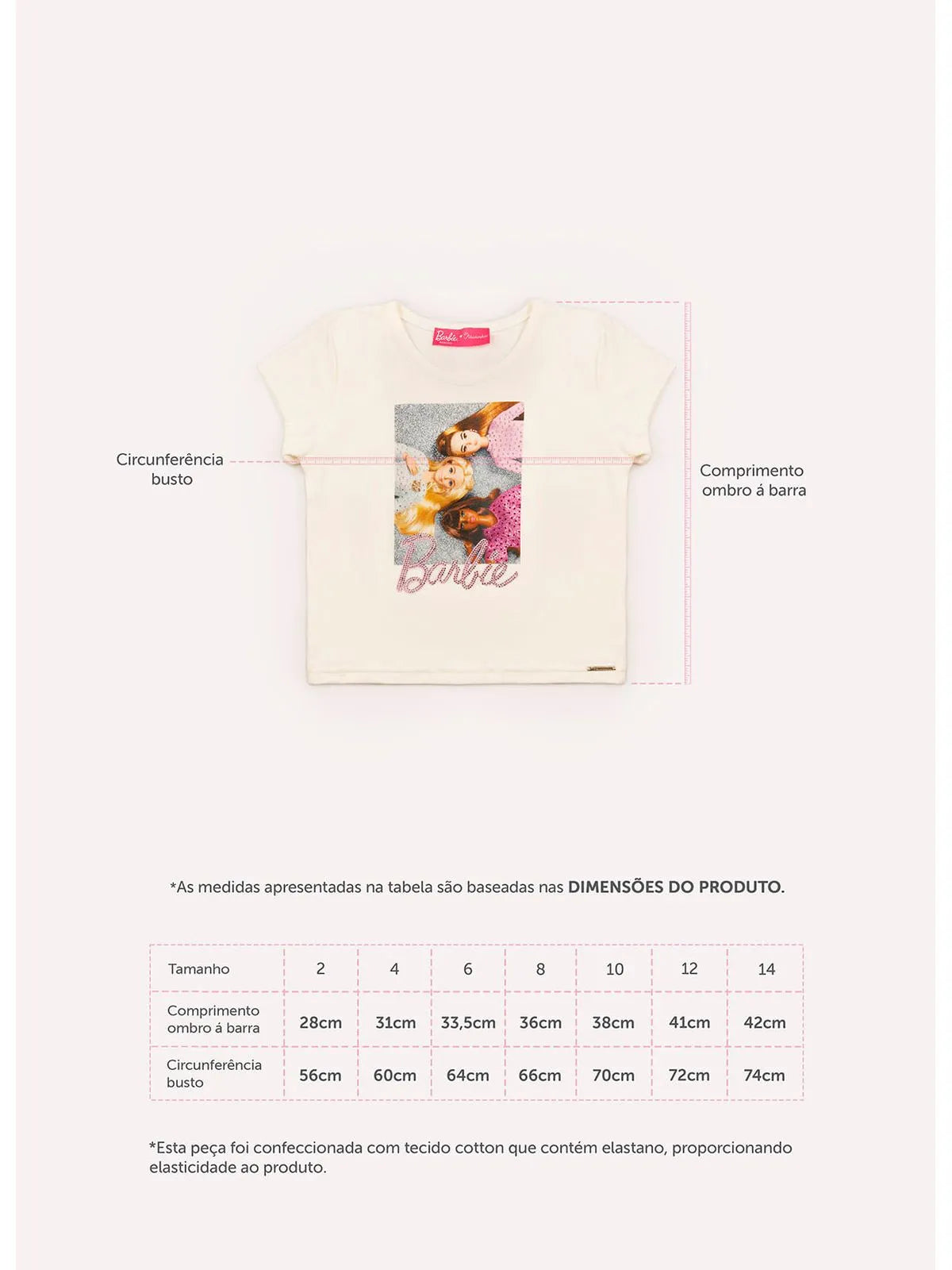 Blusa Cotton Serigrafia 3 Barbies Bonecas Cristais Off White - BambolePetit