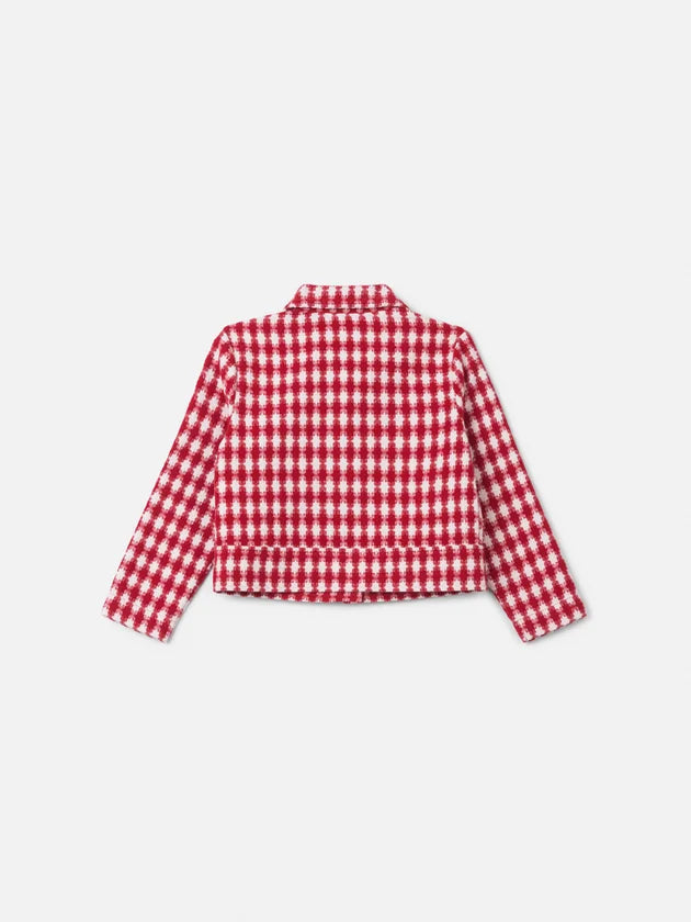 Casaco Tweed Xadrez Vermelho/Off Animê