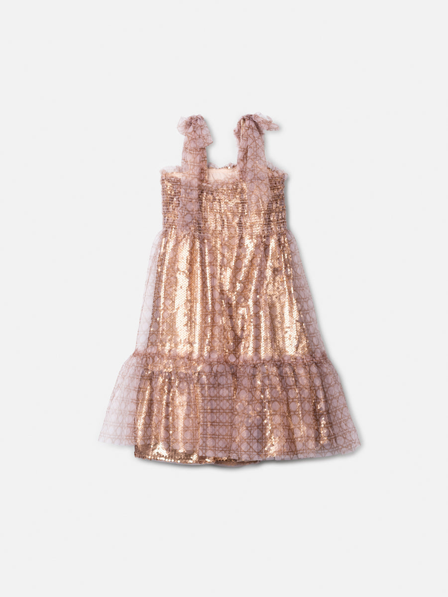 Vestido Paete com Tule Palha Anime