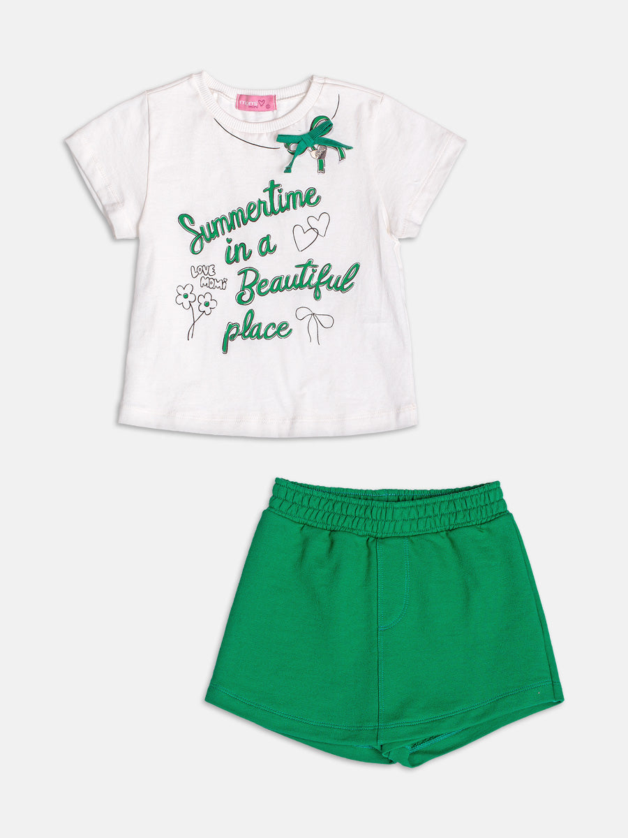 Conjunto Blusa e Shorts Verde Lacinho Momi