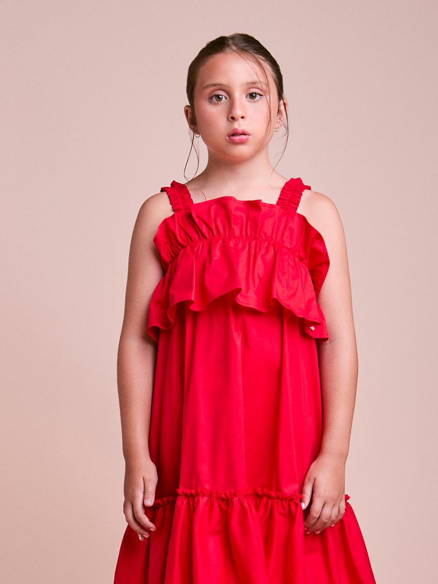 Vestido Infantil Vermelho com Babados Anime