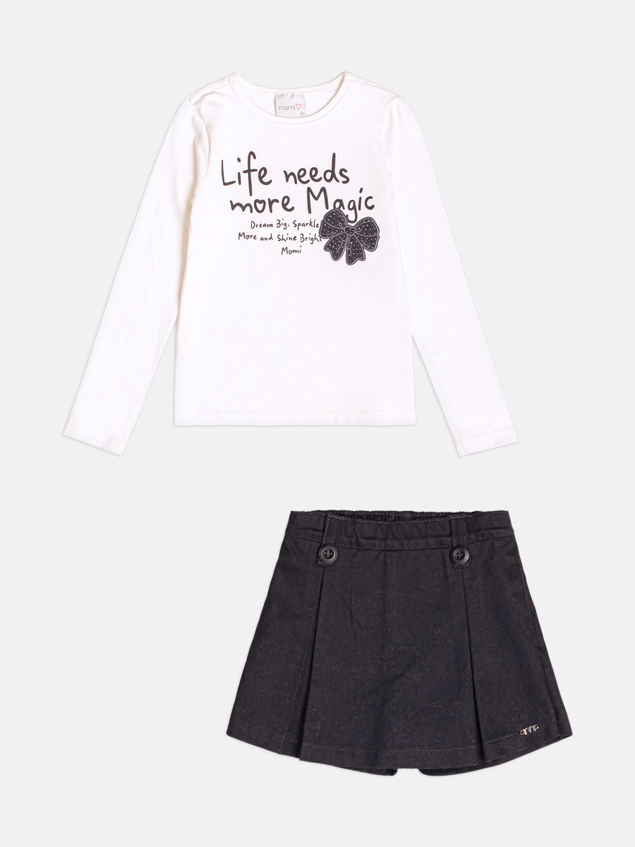 Conjunto Blusa Manga Longa e Shorts Perola Momi