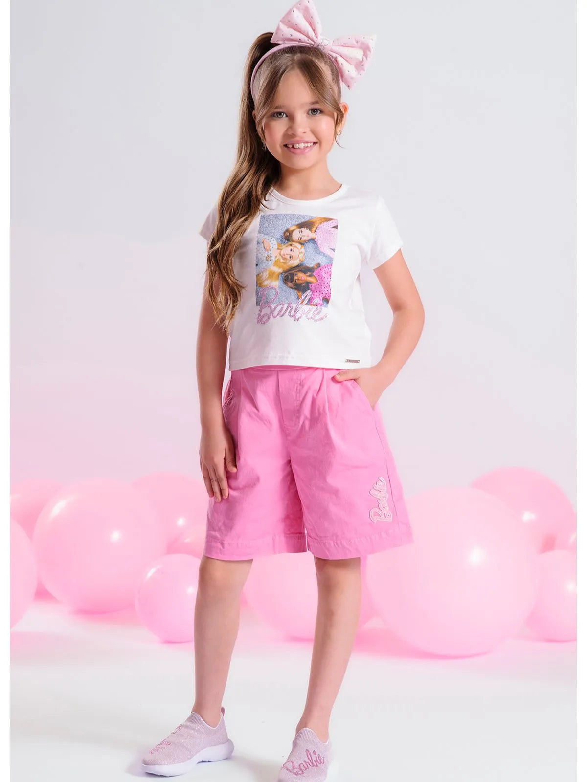 Blusa Cotton Serigrafia 3 Barbies Bonecas Cristais Off White - BambolePetit
