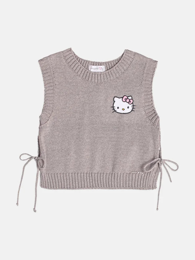 Colete De Tricot Hello Kitty Mescla Momi