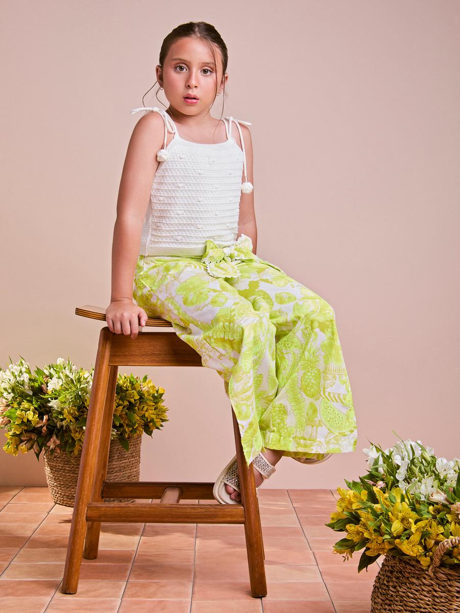 Conjunto Infantil Floral Verde Neon Anime