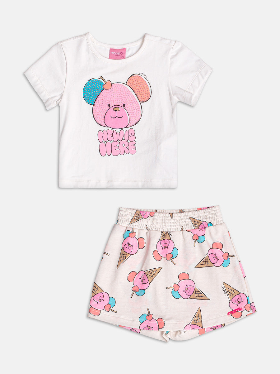 Conjunto Off Sorvete e Ursinho Momi