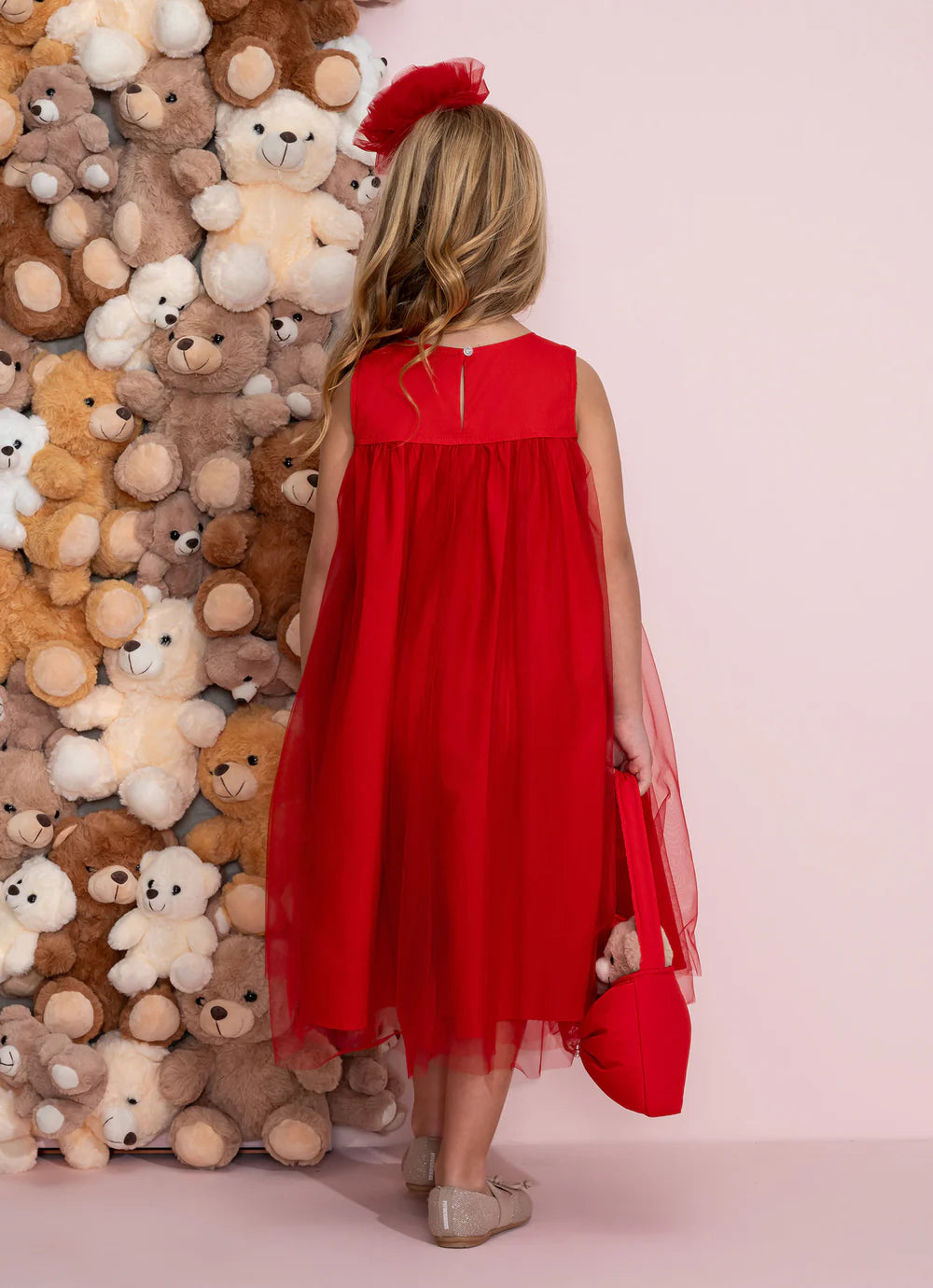 Vestido Tule Mini Lacinhos Natal Pituchinhus