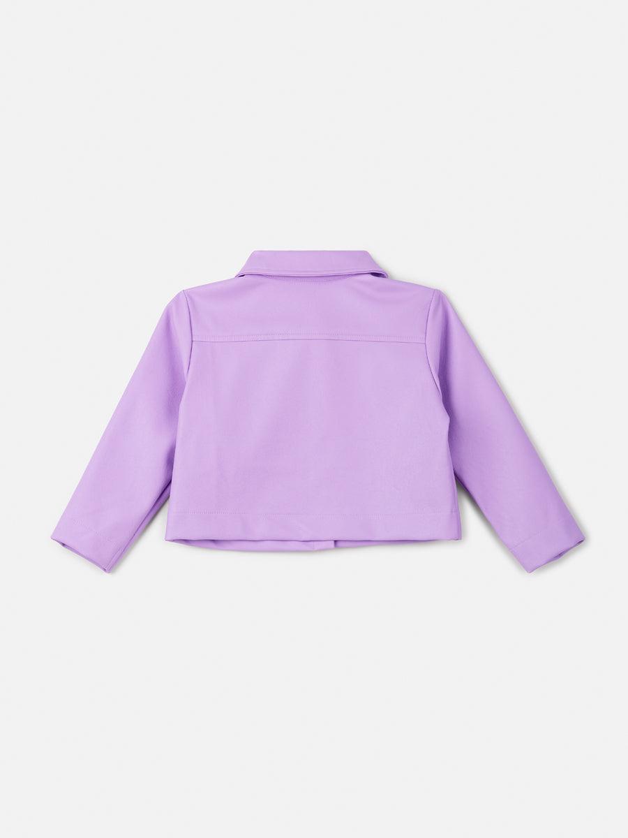 Jaqueta Fake Leather Lilás com Pingente - BambolePetit