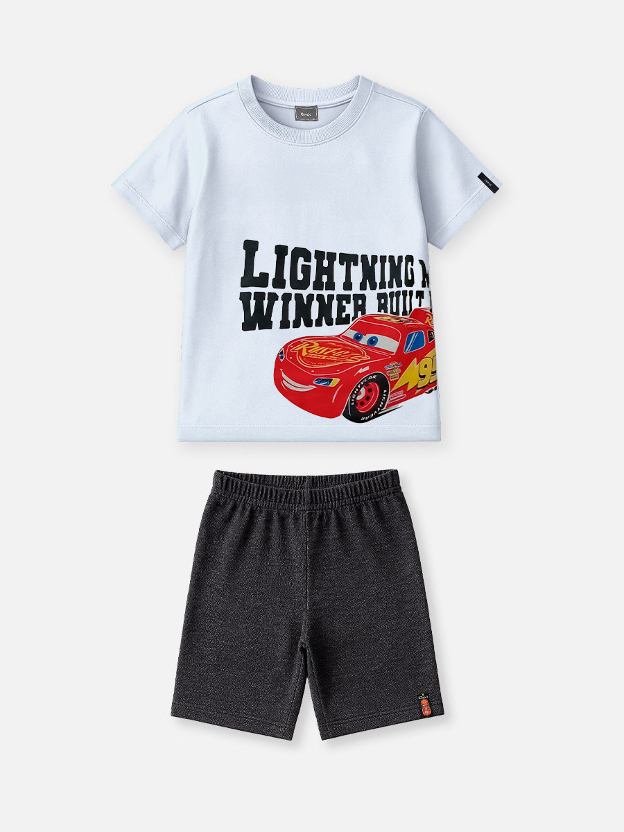 Conjunto T-Shirt e Bermuda Perola Carros Bimbi