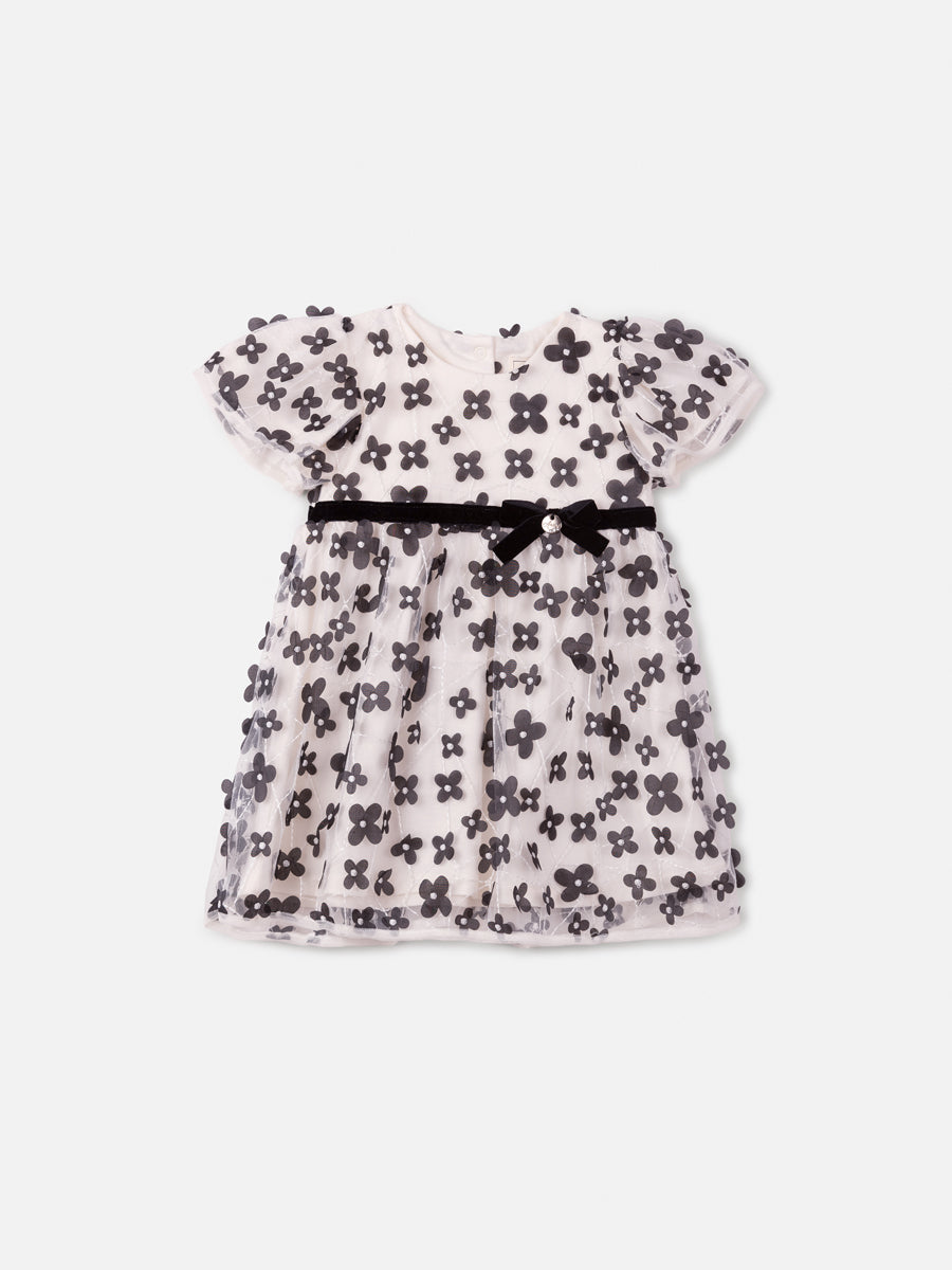 Vestido Tule Flores Pretas - BambolePetit