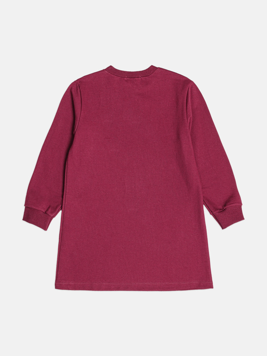 Vestido Manga Longa Ursinha Com Strass Cranberry Juice Momi